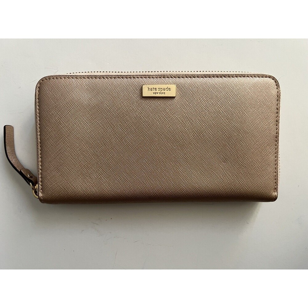 KATE SPADE NY Laurel Way Neda Continental Zip Wallet Rose Gold Saffiano Leather